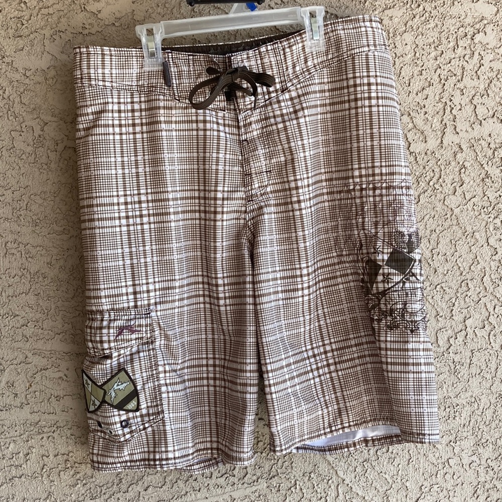 Rusty men’s size 33 cargo board shorts Olive green and brown